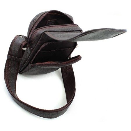 Male bag, lightning department, 2 outer pockets, adjustable belt, brown color-1