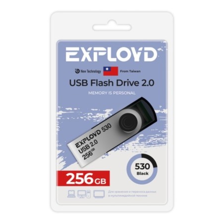 Flashka Exployd, Mini, 256 GB, USB 2.0, Thu up to 20 MB/s, PLO up to 10 MB/s, black