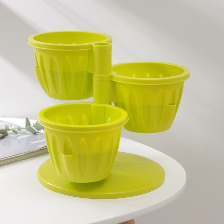 Kashpo multi -tiered “cascade”, 3 pcs, 700 ml, green color-1