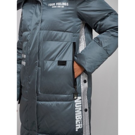 Coat insulated winter female, size 46, dark green color-10
