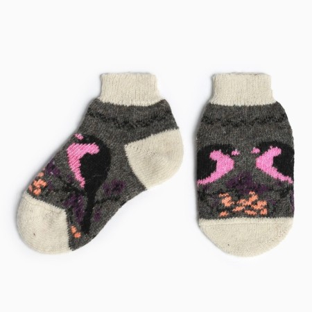 Women's woolen socks shortened, gray color, size 23-4