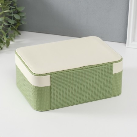 Casket to the leatherette for jewelry "Bow" white-green 17x23.5x10 cm-6