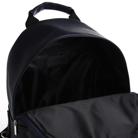 City backpack, textura made of artificial leather with zipper, outer pocket, blue color-4