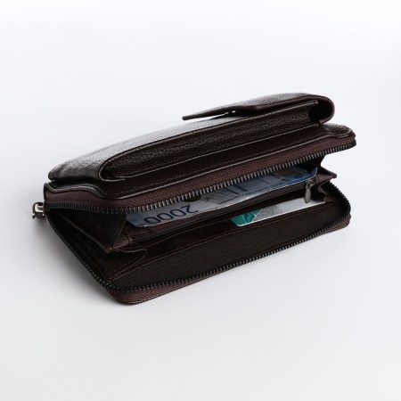 Male purse-clate on a zipper, phone pocket, brown color-2