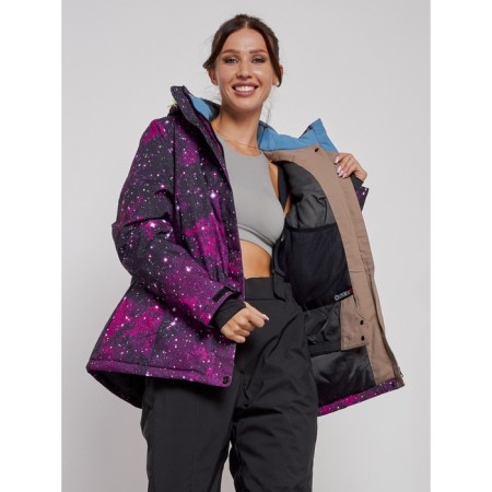 Ski jacket female winter, size 56, burgundy color-10