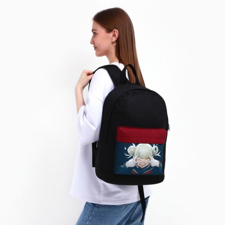 School Youth Backpack "Anime", 33x13x37, Lightning Department, N/Pocket, Black, Red-8
