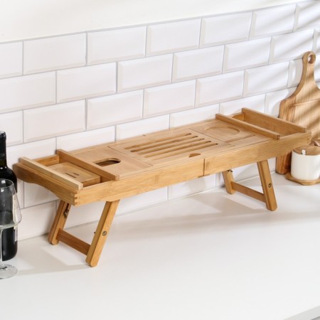 Table-vannitsa for a bath, large, 75 (109) x 23 x 4.5 cm, tree-7