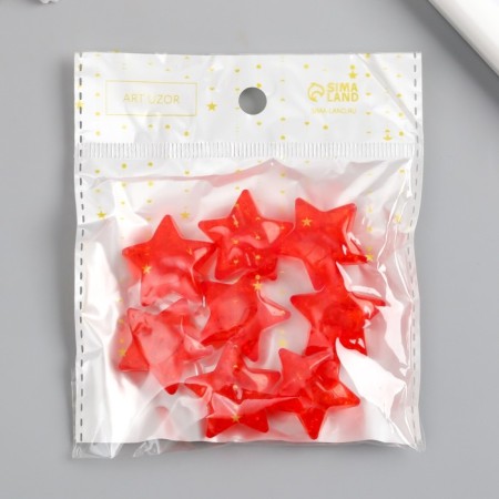 Busina Plastic for the creativity "Star. Stone ice" transparent red 1.3x2.6x2.6 cm-4