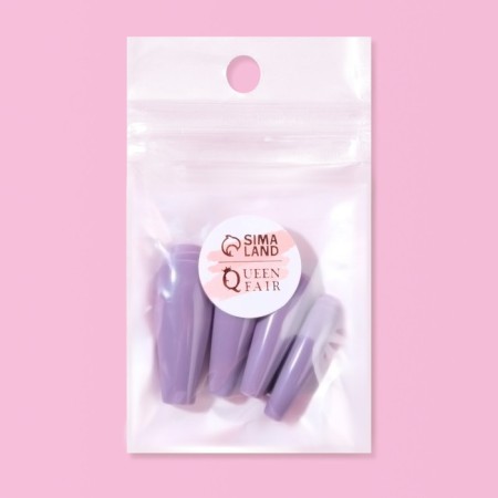 Patching nails, 24 pcs, ballerina shape, lilac color-4