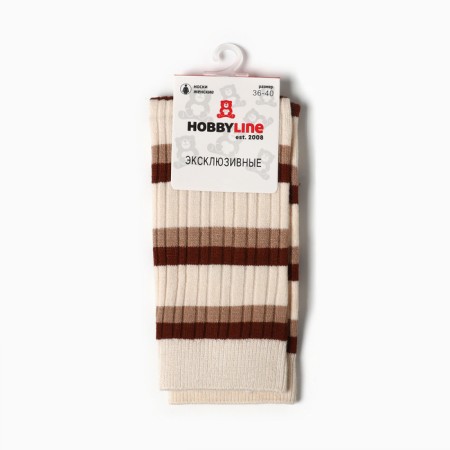 Women's socks, white/brown color, size 36-40-2