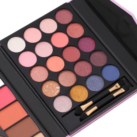 A set of decorative cosmetics (highlighter, blush, glitter, shadows, lipstick, eyebrow shadows)-4