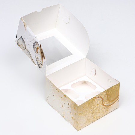 Box for 4 cupcakes with a window, "butterflies", 16 x 16 x 10 cm-4