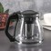 Glass teapot “Illusion”, 1.5 l, with metal sieve, black color