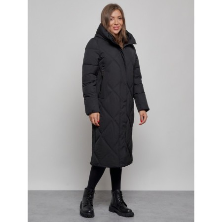 Coat insulated winter female, size 48, black color-1