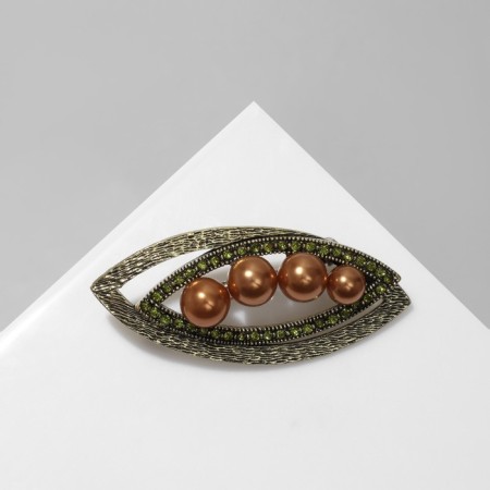 Brooch "Eye" Pearl, color brown-green in black bronze