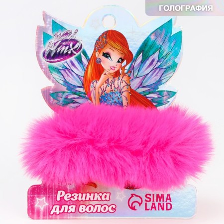 Hair elastic band, pink, fluffy "Bloom", winx