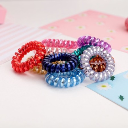 Hair elastic band "spring" metallic, 3.5 cm, mix-1