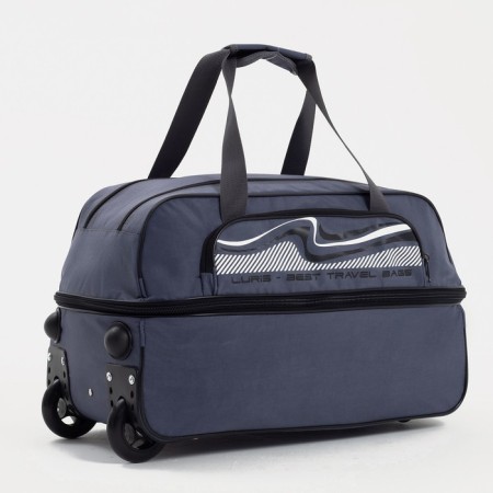 Road bag on wheels, a lightning department, with an increase, an outer pocket, the color is gray