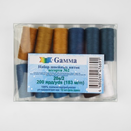 Denim threads 20s/2, 183 m, No. 2, 12 pcs, colorful color-1
