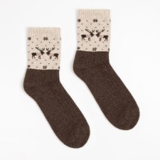 Male socks from Mongolian wool, chocolate/deer color, size 29 (43-45)