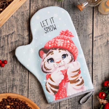 Mittens-Open "New Year: Winter Fun" 20x28cm, sarzha, 100% x/l, Vatin 250g/m2