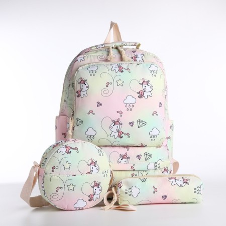 A backpack with a zipper, bag, cosmetic bag, pink color-4