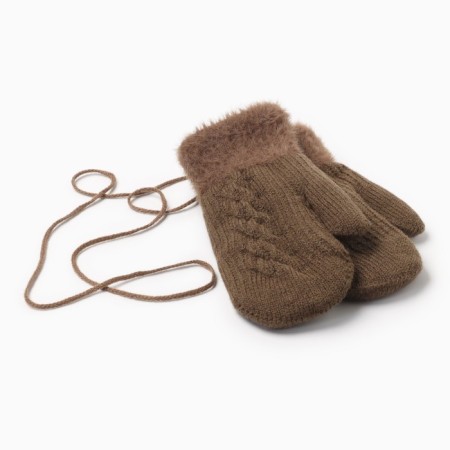 Baby mittens minku, light brown color, 18 cm