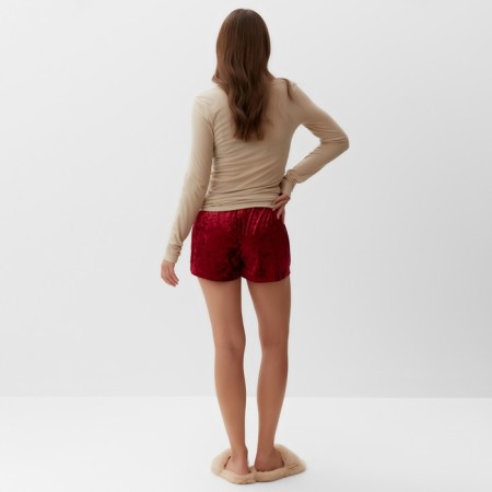 Home Home (longsliv and shorts) KAFTAN "velvet", 44-46, Bordeaux/beige-3