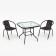 Set of garden furniture: square table and 2 brown stools