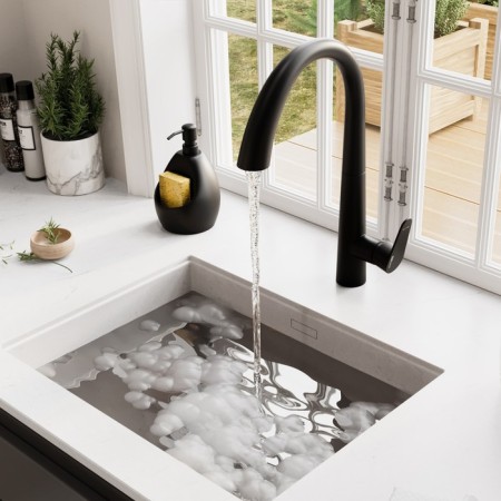 Kitchen mixer Wasserkraft A8667, single -leaf, sliding spout, black-7