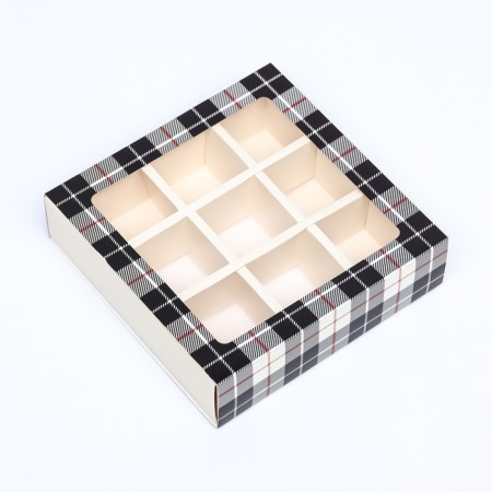 Box for 9 sweets with a shell, "male" 13.8 x 13.8 x 3.8-2