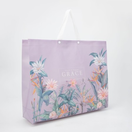 Household bag on buttons, lilac color