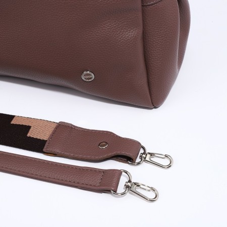 Richet Cross-Body bag, external pocket, 2 long belts, brown color-4