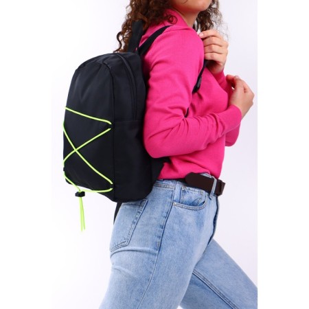 School backpack textile with lacing, black color-8