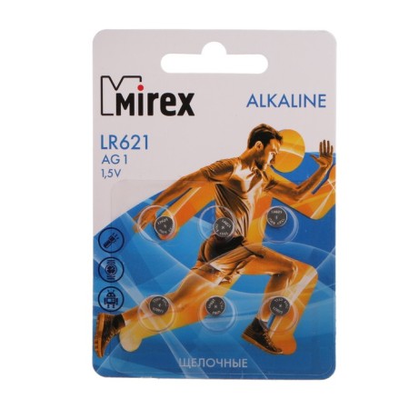 Alkalin battery Mirex, Lr621, AG1, 1.5V, Blister, 6 pcs
