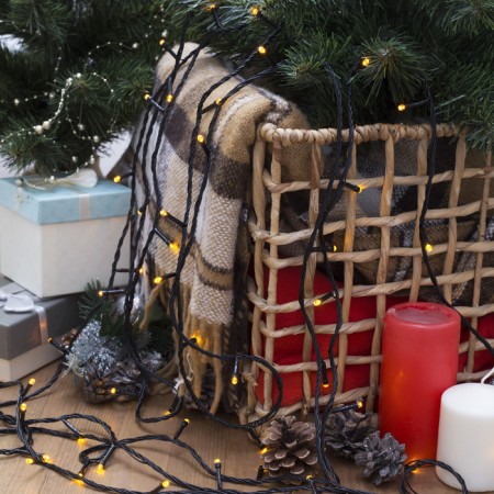 Garland “thread” 20 m, IP20, dark thread, 200 LED, yellow glow, 8 modes, 220 V-3