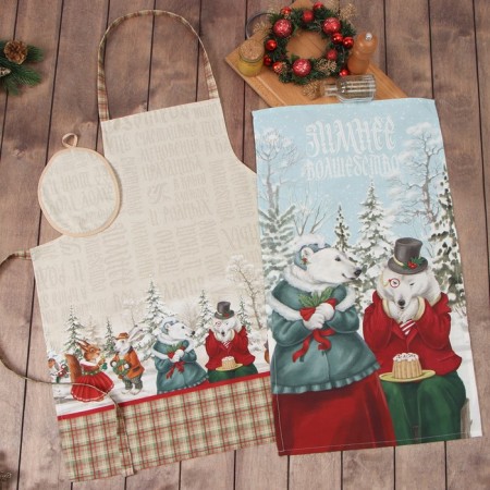 Set of Gift "Ethel" Winter Holidays, apron, towel, Take