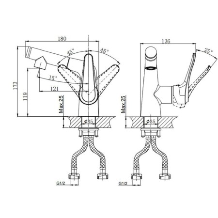 Mixer for the rush jawa ja0735-12, single-leaf, chromium-1