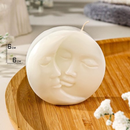 Figure candle "Sun and Moon", 6x2.5 cm, white