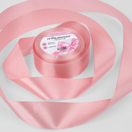 Satin tape, 40 mm × 23 ± 1 m, pearl pink color No. 135