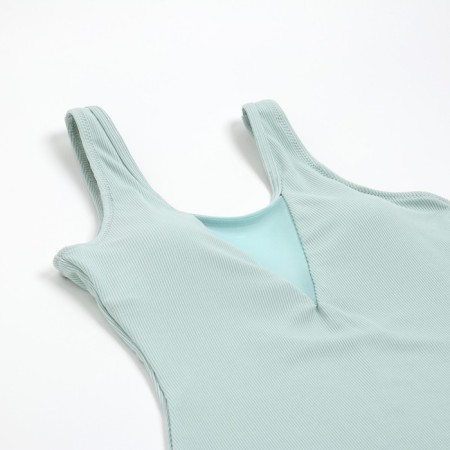 Women's swimsuit mock in Minaku Rubber Monophone color light green, size 42-9