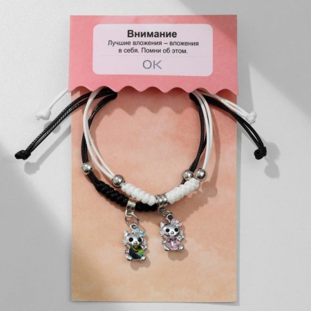 Bracelets "Demetrons" cats with a bow, black and white color, 7 cm-1