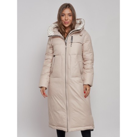 Coat insulated winter female, size 44, beige color-4