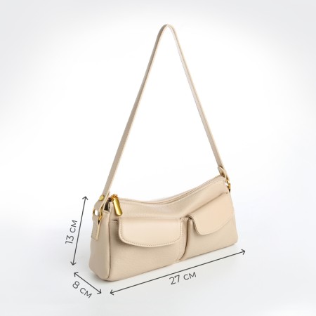 Female bag Textura, average size, beige color-1