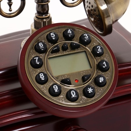 Retro telephone with a drawer, dark tree, 16x23x25 cm-3