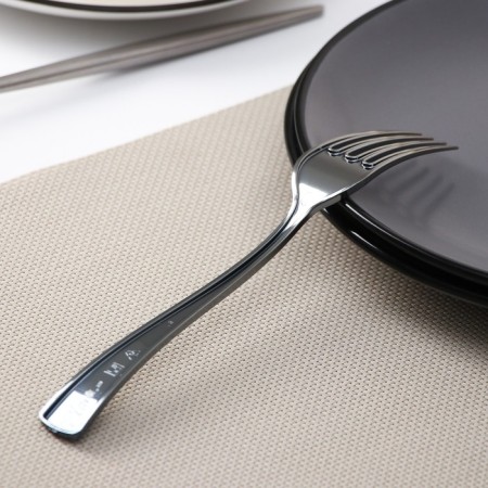 Plastic disposable fork, 18.5 cm, silver color-1