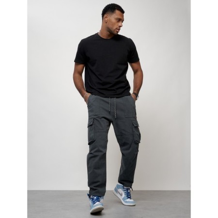 Cargo jeans men, size 52, dark gray color-1