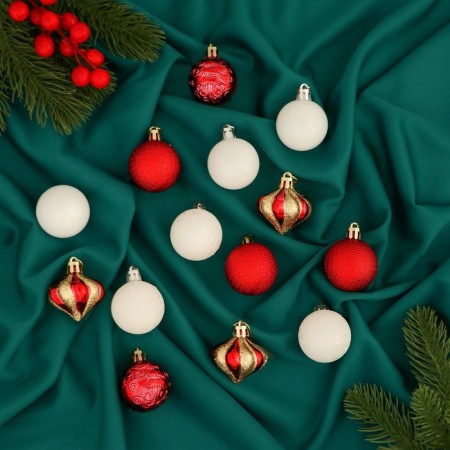 Set of balls plastic D-4 cm, 30 pcs "Agnet" strip ornament, mix