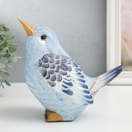 Polystone souvenir "Bird, blue snowflakes" 18.5x10x17 cm