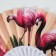 Fan plastic, textile "pink flamingo" mix 23 cm